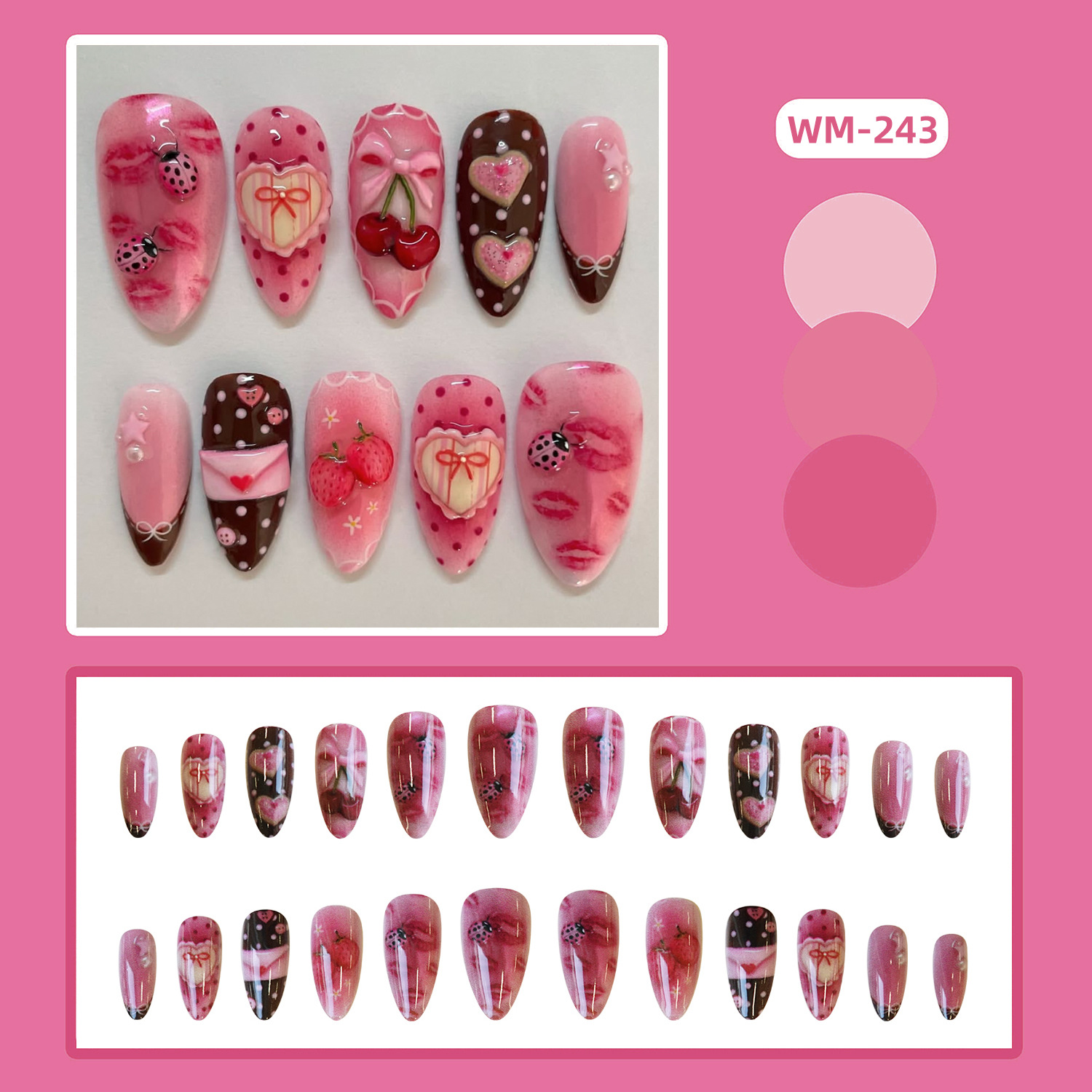 Sweet Letter Almond Cute Cartoon Nail Tips
