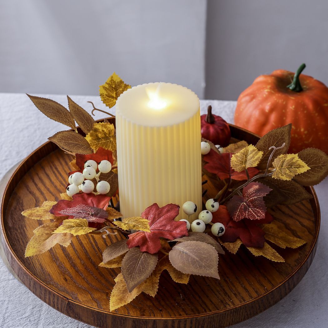 Title 6, Halloween Maple Leaf Candlestick Fruit Candle G...