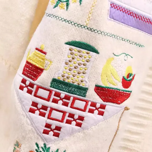 Japanese Cartoon Vintage Embroidered Sweater Coat Women's Autumn And Winter Knitting Cardigan Beige Cashmere - Shop at LoveMi