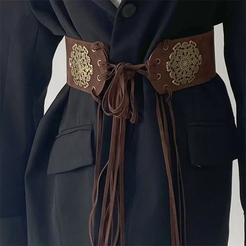 Women's Leather Wide Waist Seal Pin Buckle