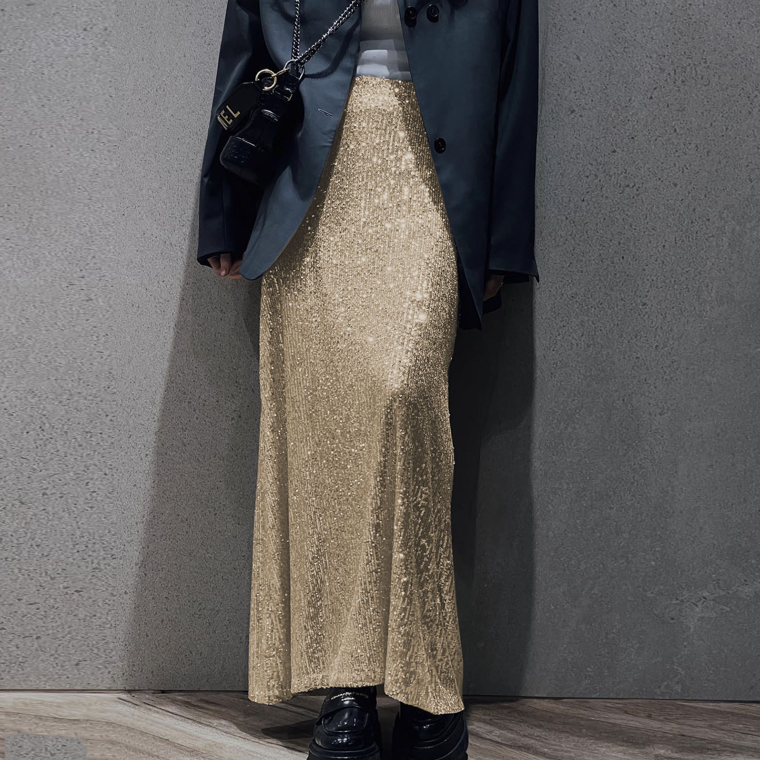 High-density Sequin Midi Skirt For Women Social Media Favorite