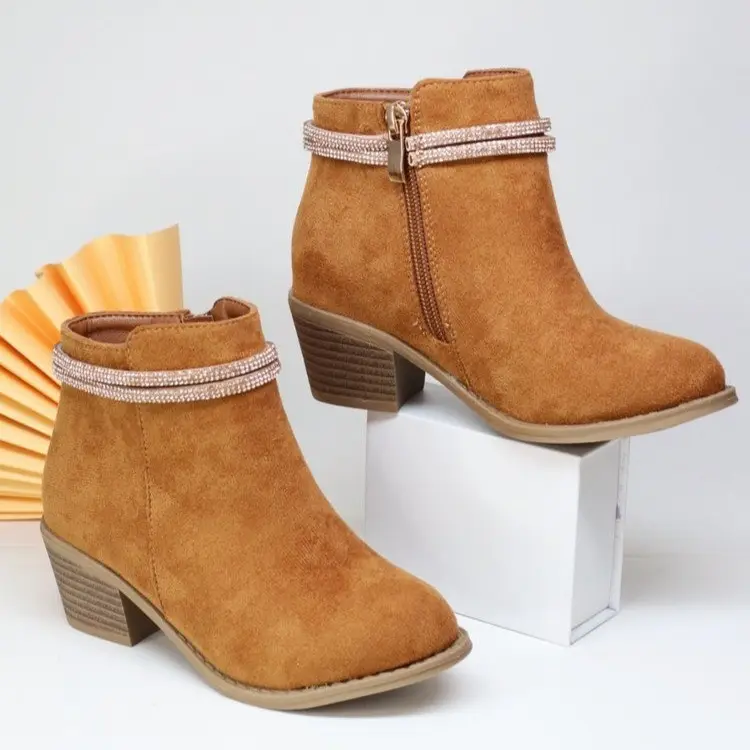 Girls' Fashion Double Strap Rhinestone Booties