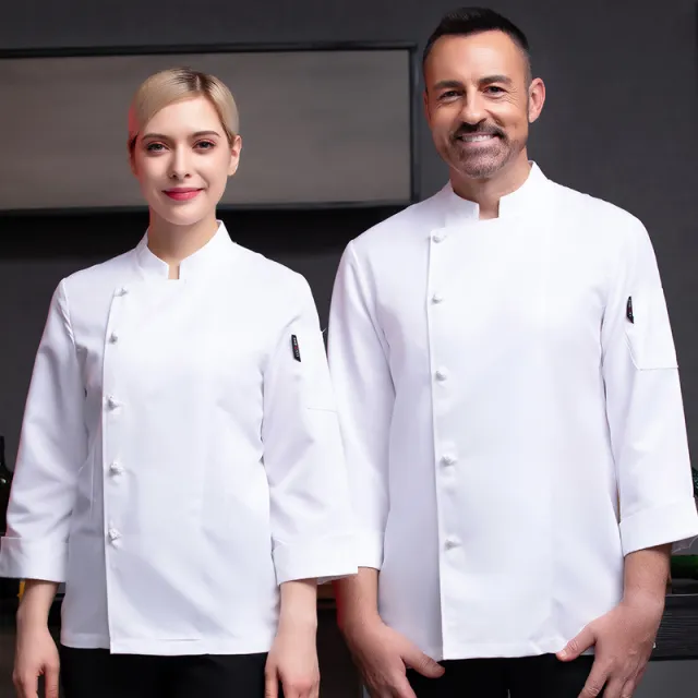 Chef Overalls Long Sleeve Canteen Autumn And Winter Men's And Women's Plus And Extra Size Chef Uniform White - Shop at LoveMi