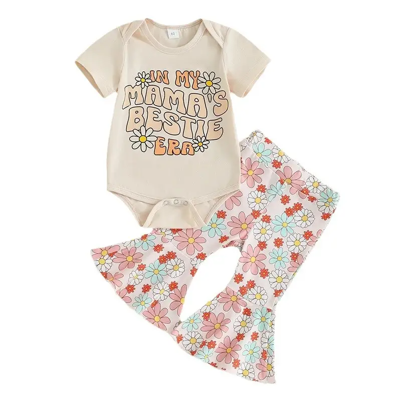 Short Sleeve Bell-bottom Pants Headscarf Suit