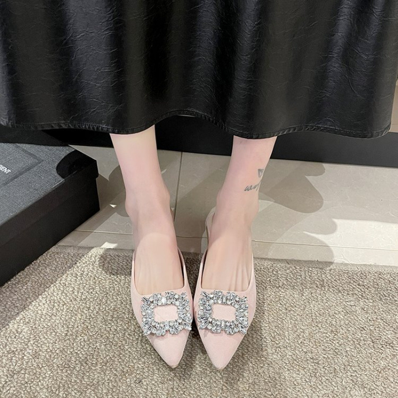 Rhinestone Pointed-Toe Chunky-Heel Sandals, picture 2 of 3