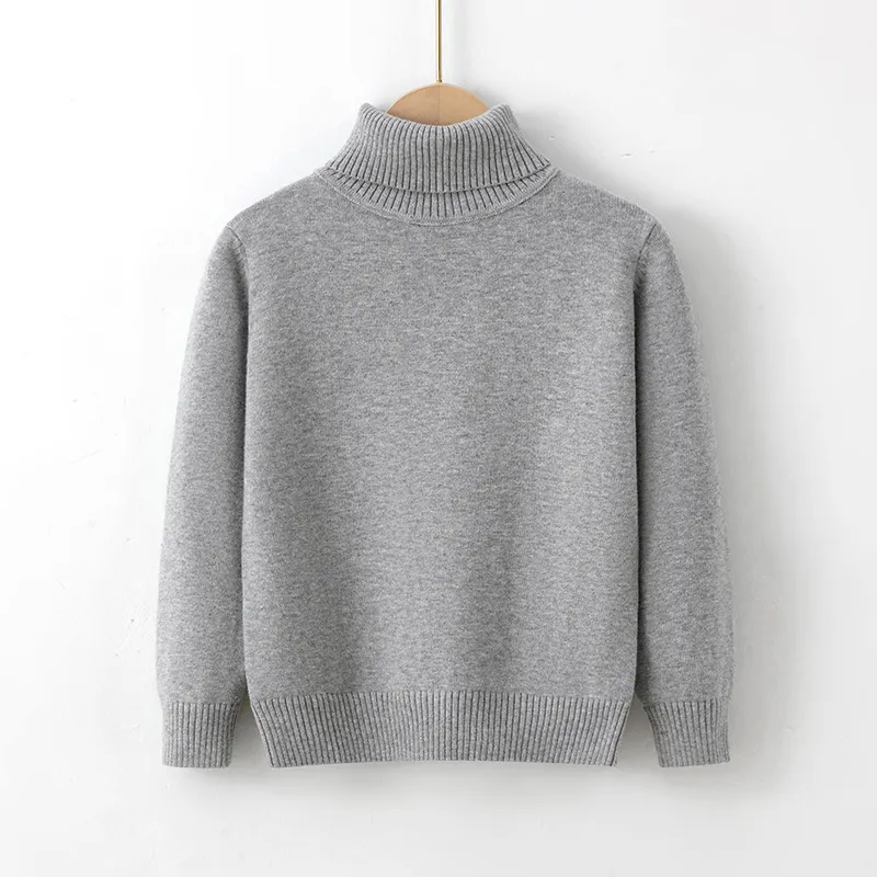 New Women's Pure Cotton Thread Pullover Turtleneck Knit Sweater - Grey