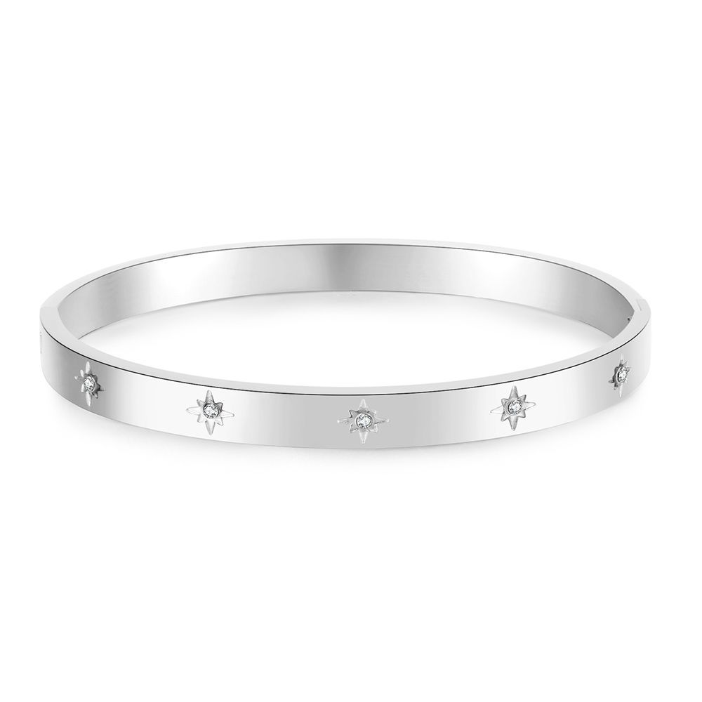 Non-fading Temperament Wild Personality Inlaid Zircon Six-pointed Star Bracelet