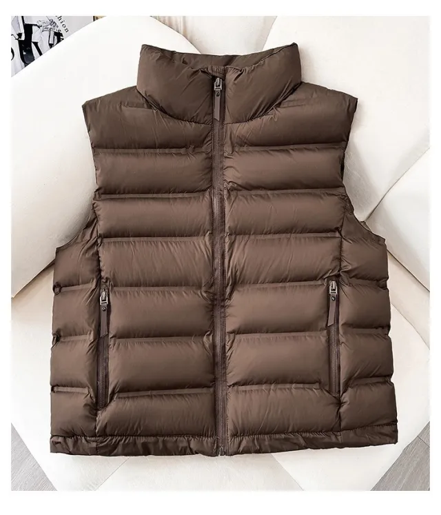 Down Cotton Lightweight Short Vest Autumn And Winter Brown - Shop at LoveMi