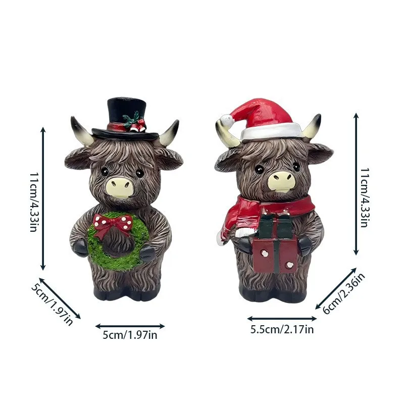 Highland Cow Decorations Party Decoration Resin Decorations - Christmas Style
