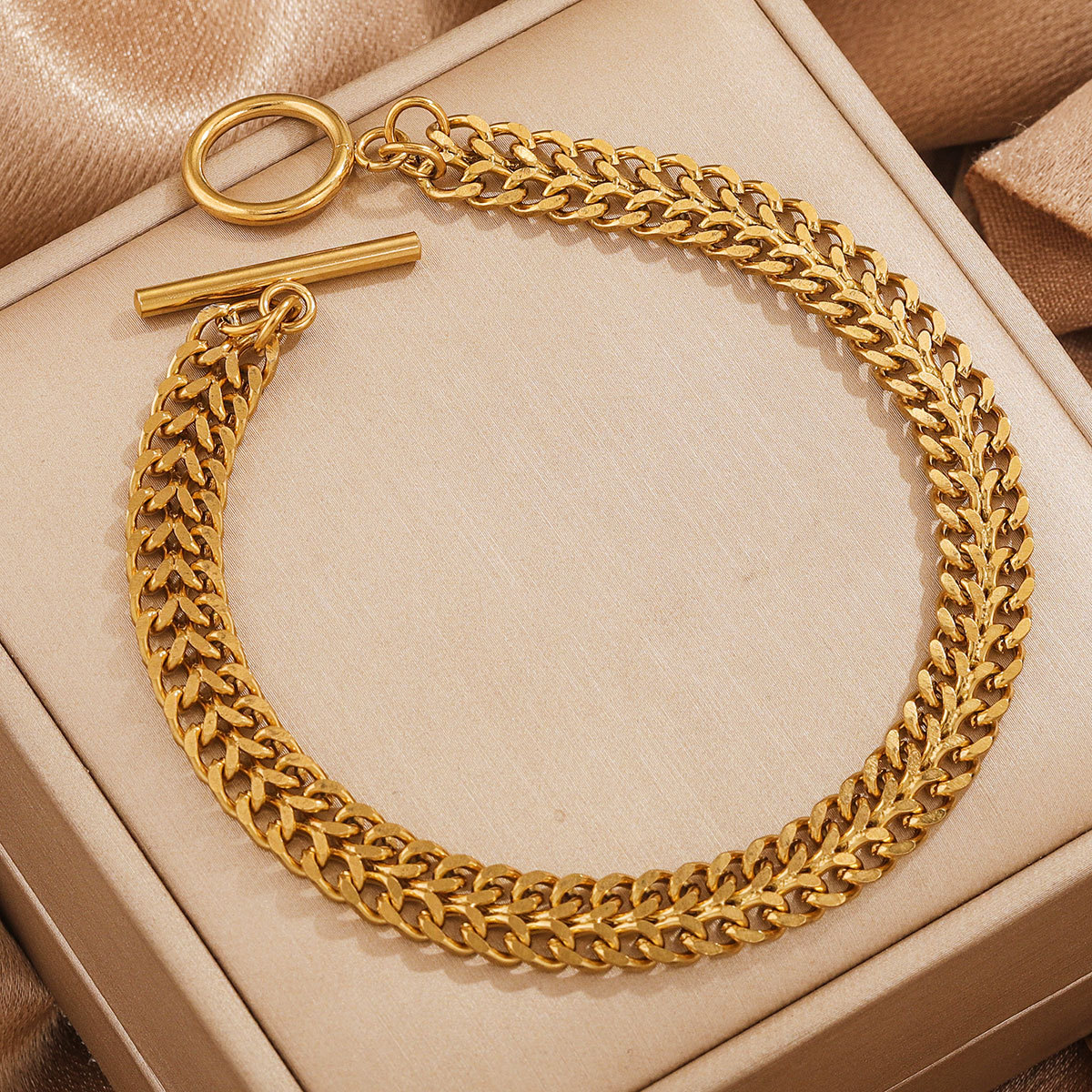 Multi-layer Chunky Chain Necklace And Bracelet