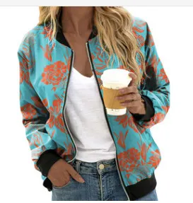 Autumn And Winter New Women's Long Sleeve Zipper Printed Jacket Coat Y212 - Shop at LoveMi