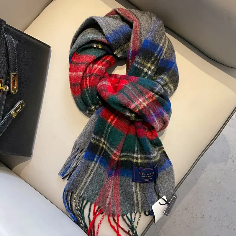 Wool Scarf Men's Winter Red New Style Fruit Green Gray