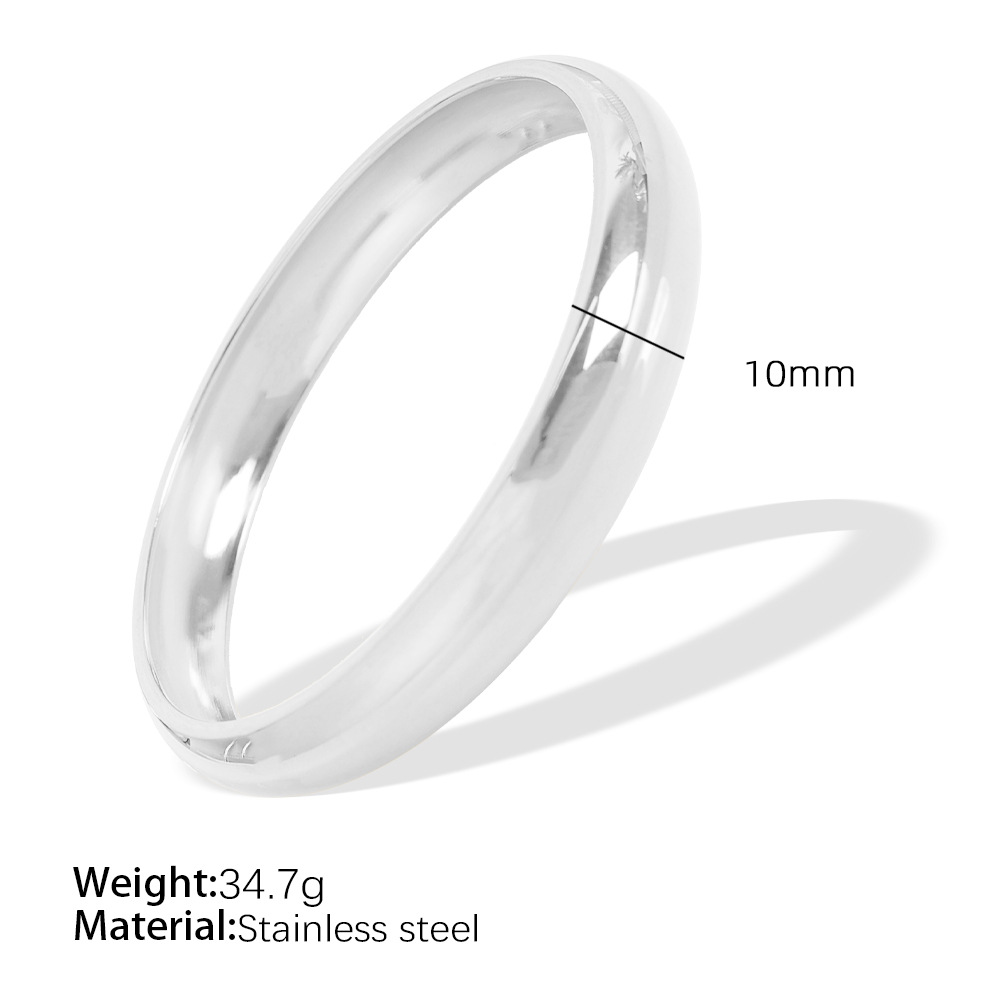 Metal Glossy Surface Simple Bracelet Wide Face Small Size Silver Bracelet - Shop at LoveMi