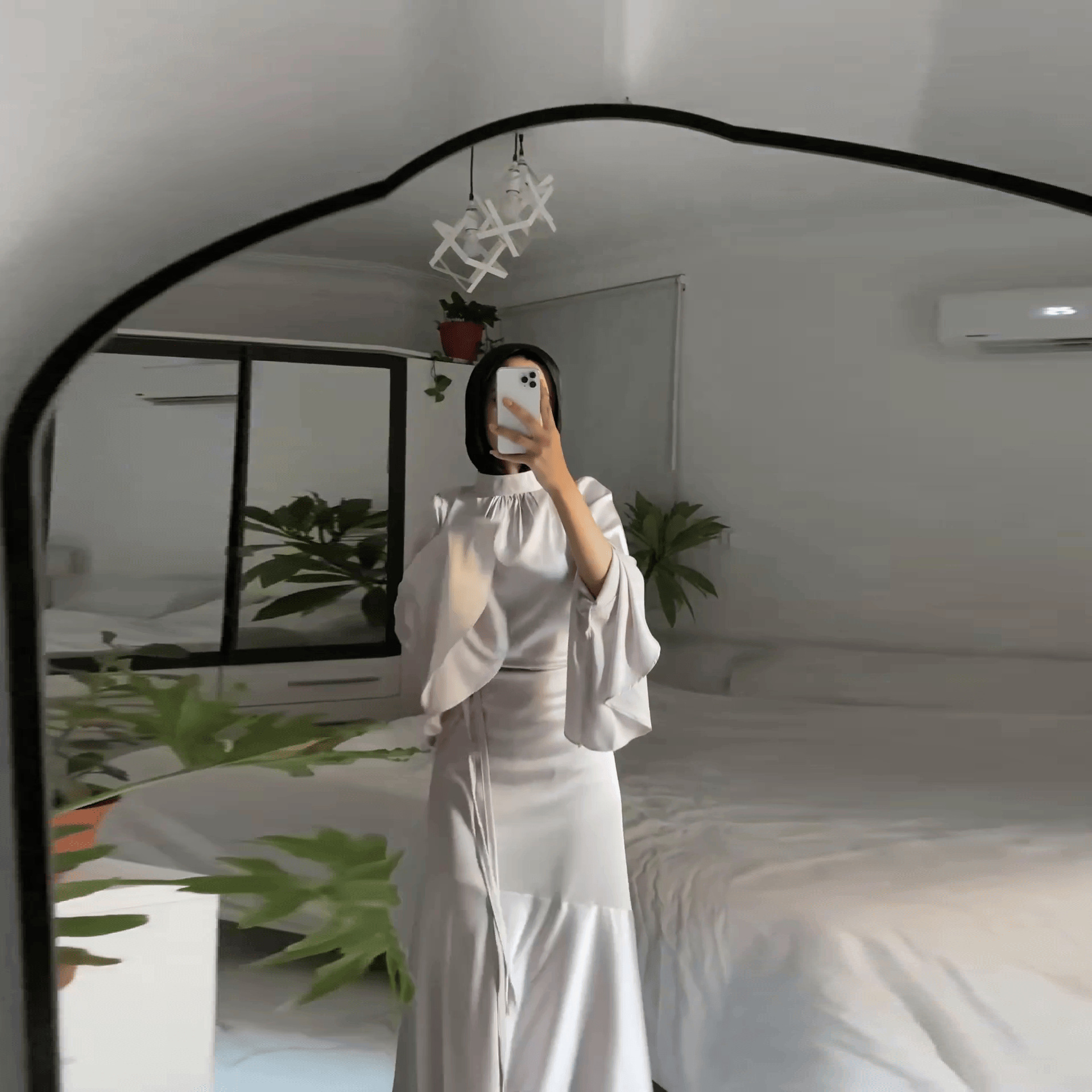 Women's Clothing Fashion Flared Sleeves Lace Up Slim Fit Dress