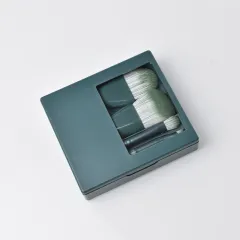 Travel Makeup Brush With Mirror Suit Soft Hair - Dark Green - View 1