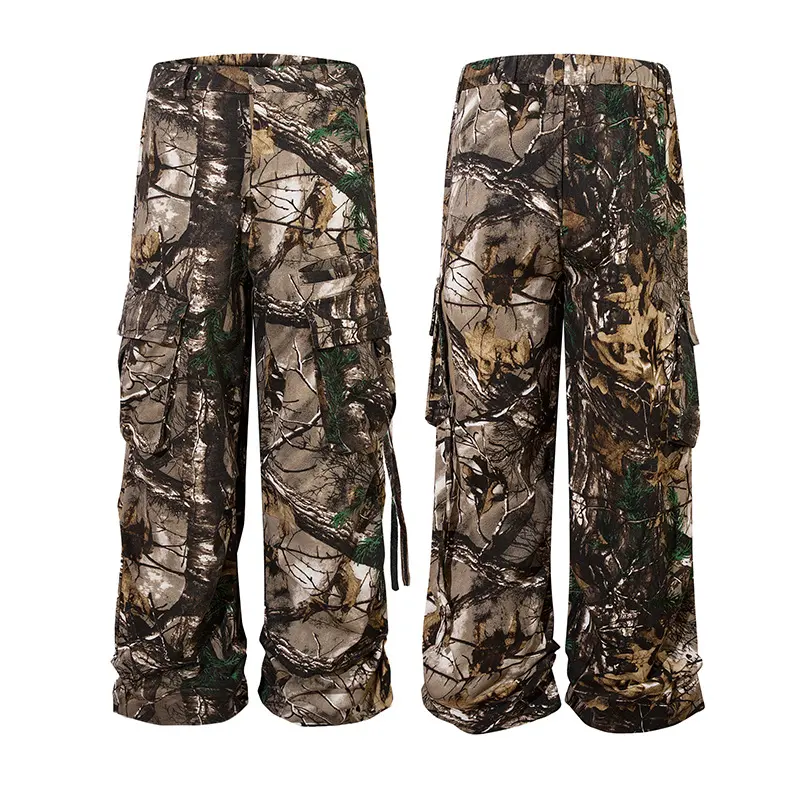 Retro Style Branches Camouflage Cargo Pants