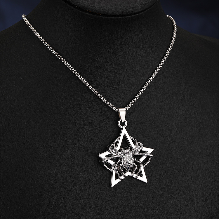 New Fashion Halloween Spider Pentagram Pendant Necklace