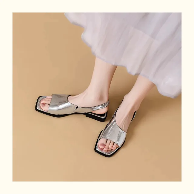 Outdoor Square Heel Roman Sandals All matching Silver - Shop at LoveMi