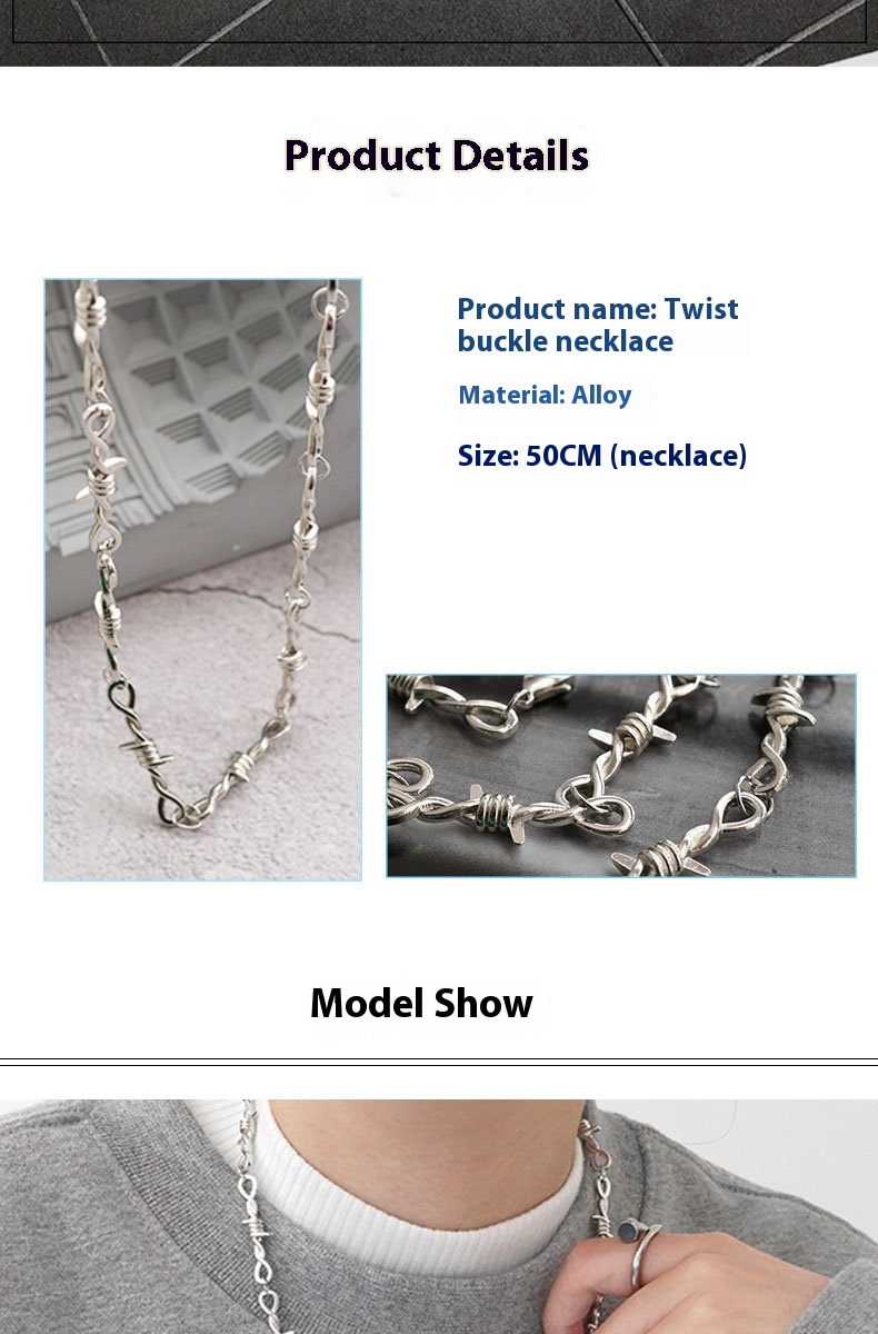 Retro Hip Hop Necklace Alloy Thorn Necklace Bracelet