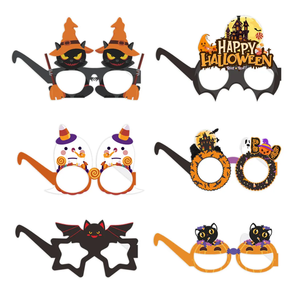 Halloween Ball Party Dress Up Pumpkin Bat Ghost Paper Glasses - Halloween Glasses A Style