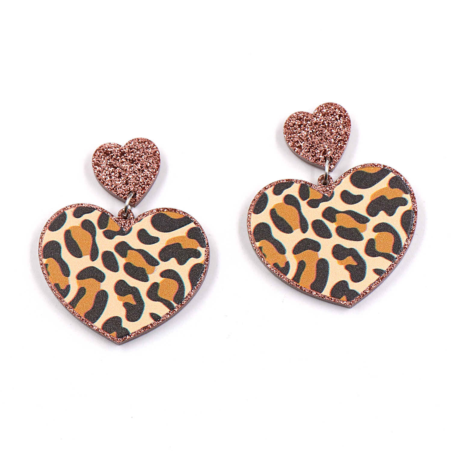 Title 4, Heart-shaped Leopard Earrings Retro