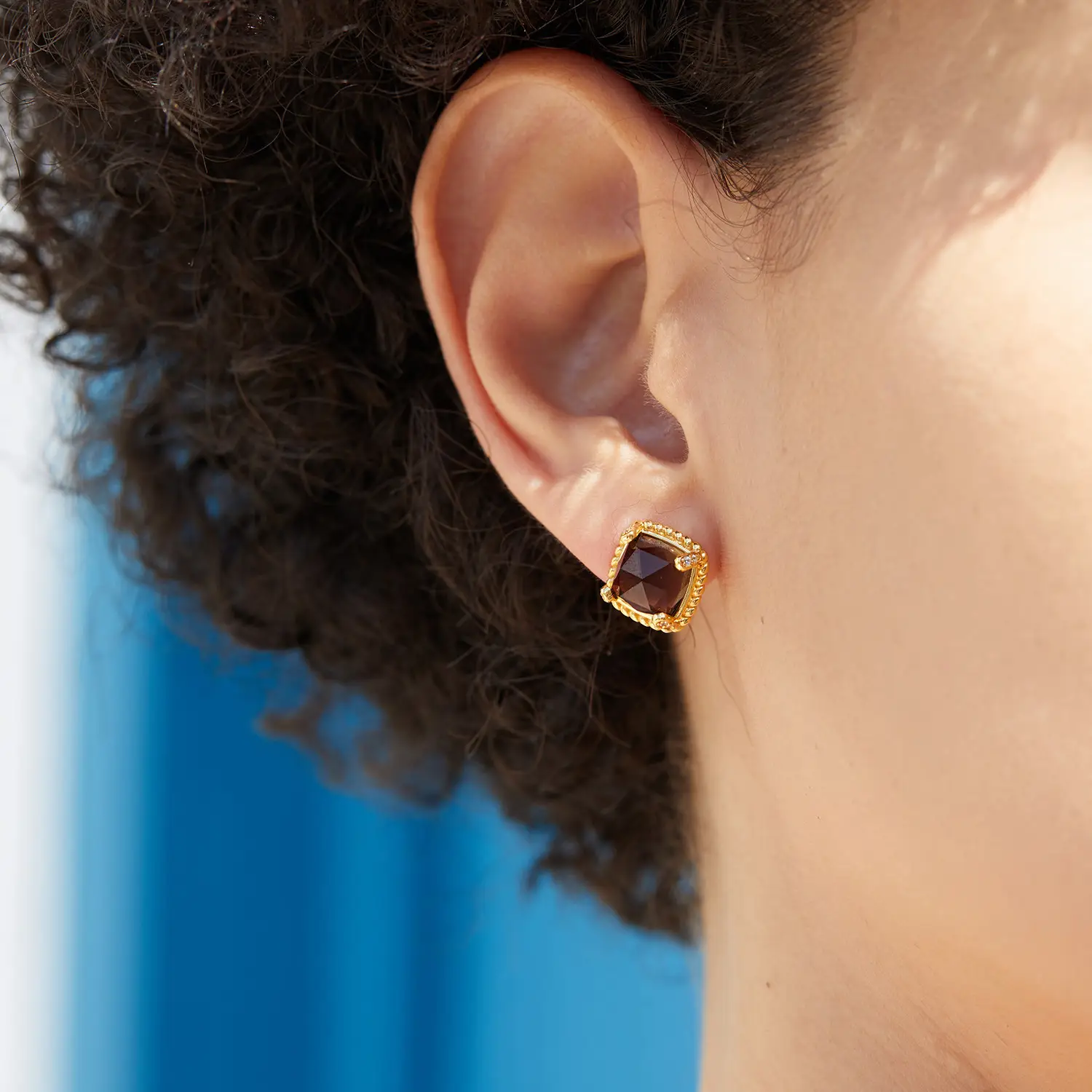 925 Silver Natural Citrine Earrings Simple Style