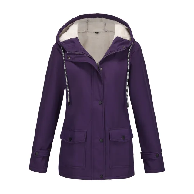 Women's Anorak Composite Fleece lined Waterproof Jacket Dark Purple - Shop at LoveMi