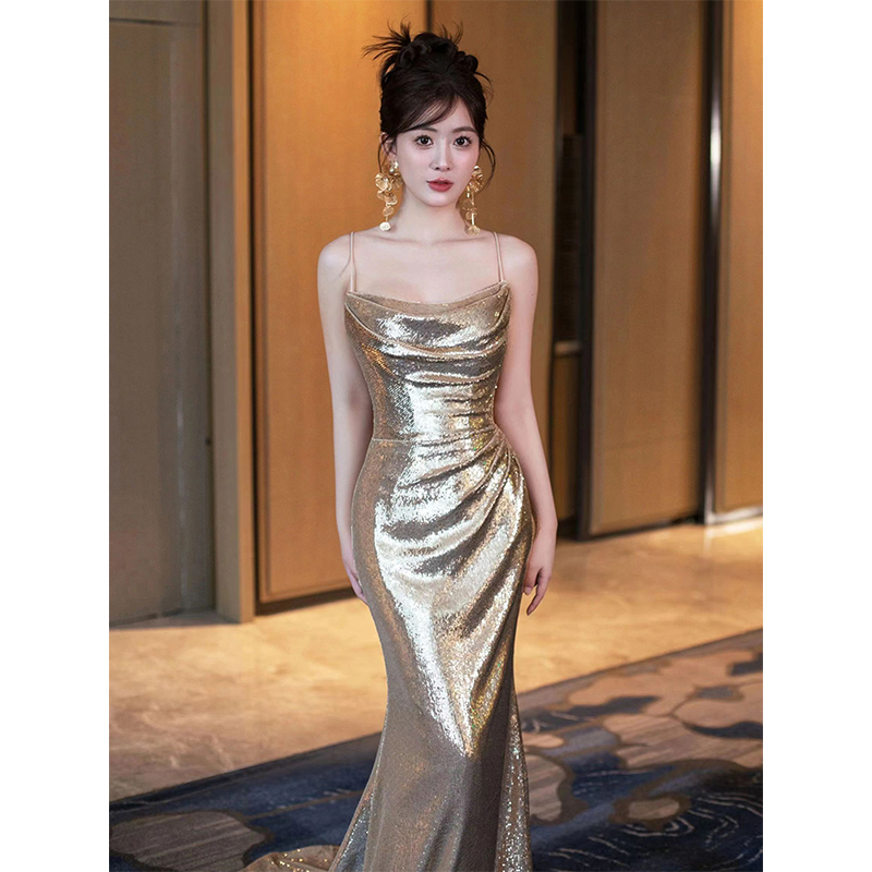 Sequin Fishtail Evening Dress, picture 3 of 5