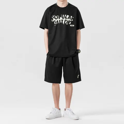 Sports Suit Summer Short Sleeve Shorts Set with Leisure
