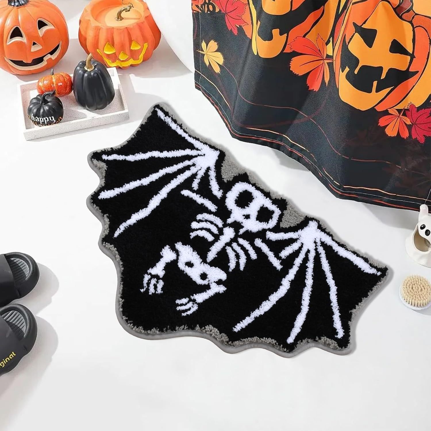 Halloween Doormat Faux Cashmere Foot Mat Water-absorbent