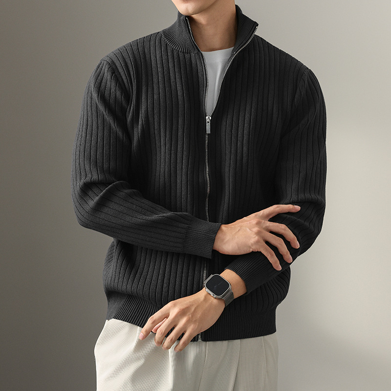 Mens FallWinter Anti-Pilling Zip-Up Cardigan