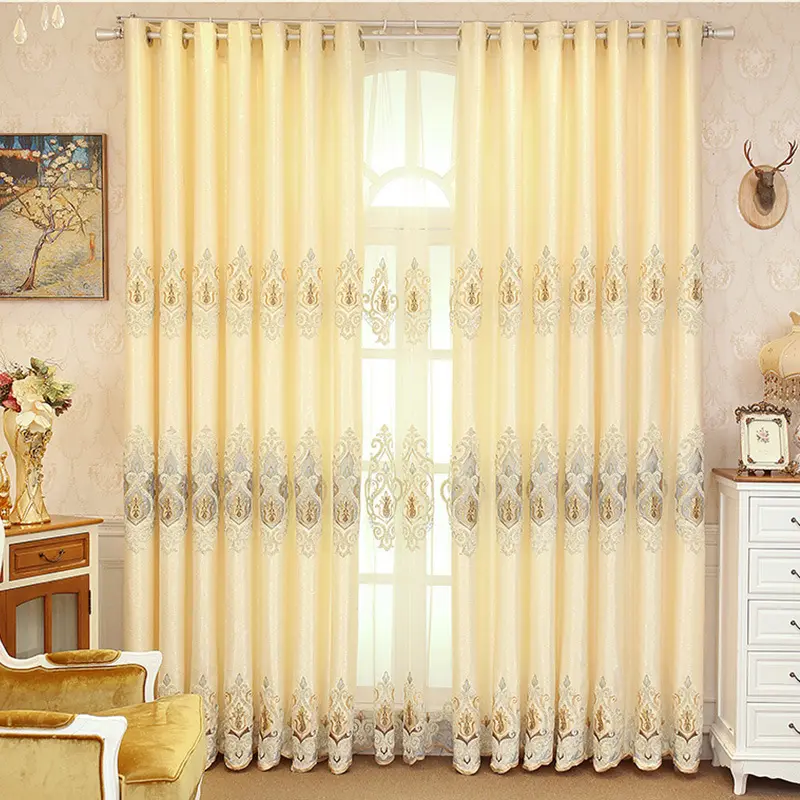 Crown European Embroidery Cloth Mesh Curtains Living