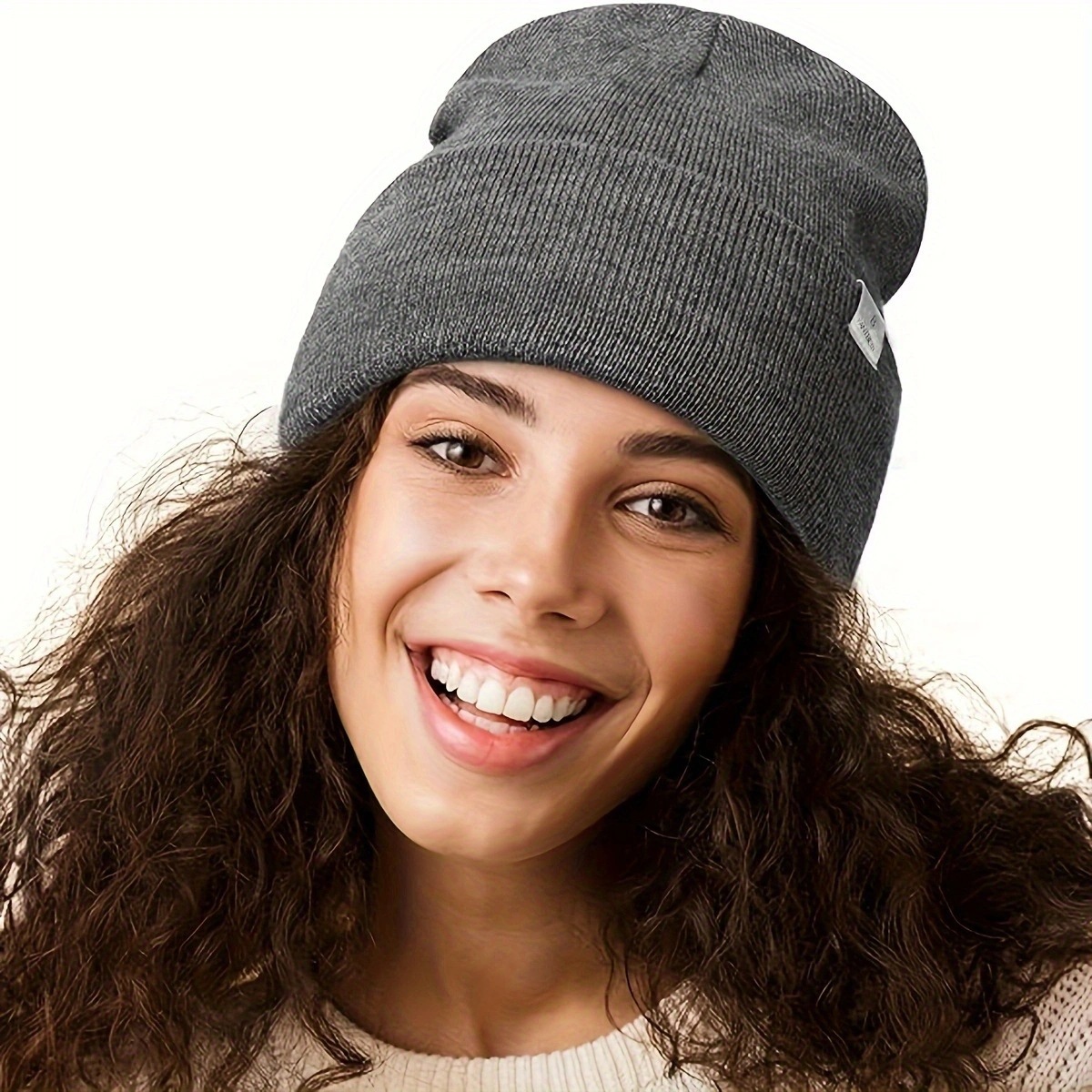 Women&#39;s Protective Hair Style Warm Knitted Satin Beanie Wool Hat