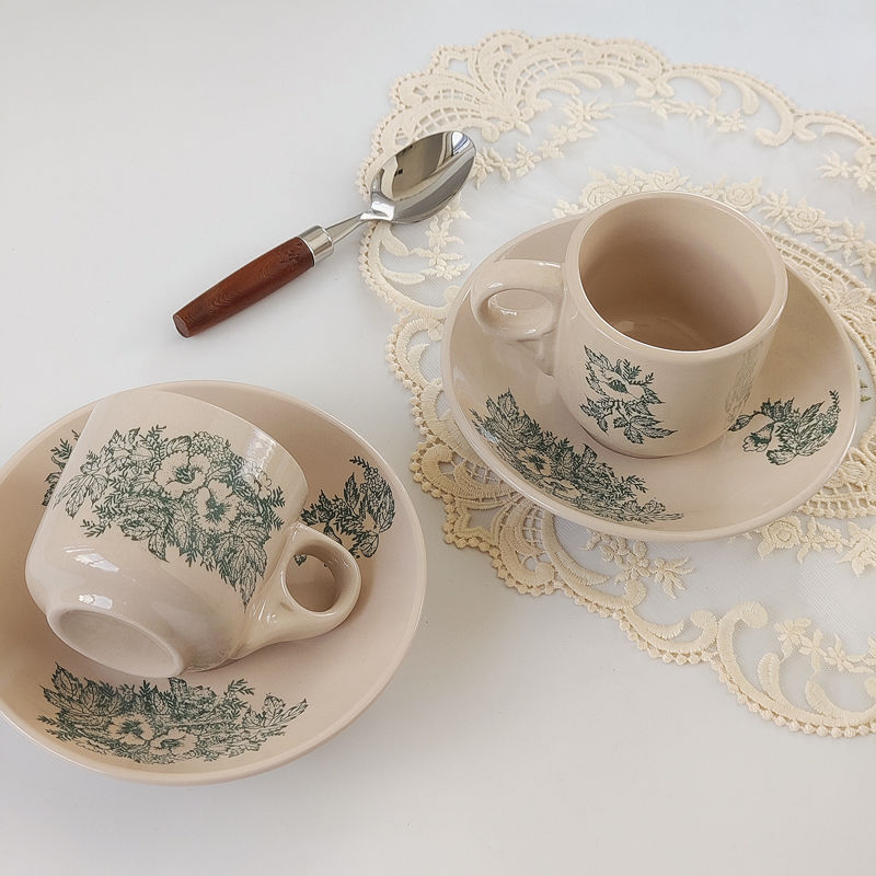 Title 1, Ins Style Retro Ceramic Green Coffee Set