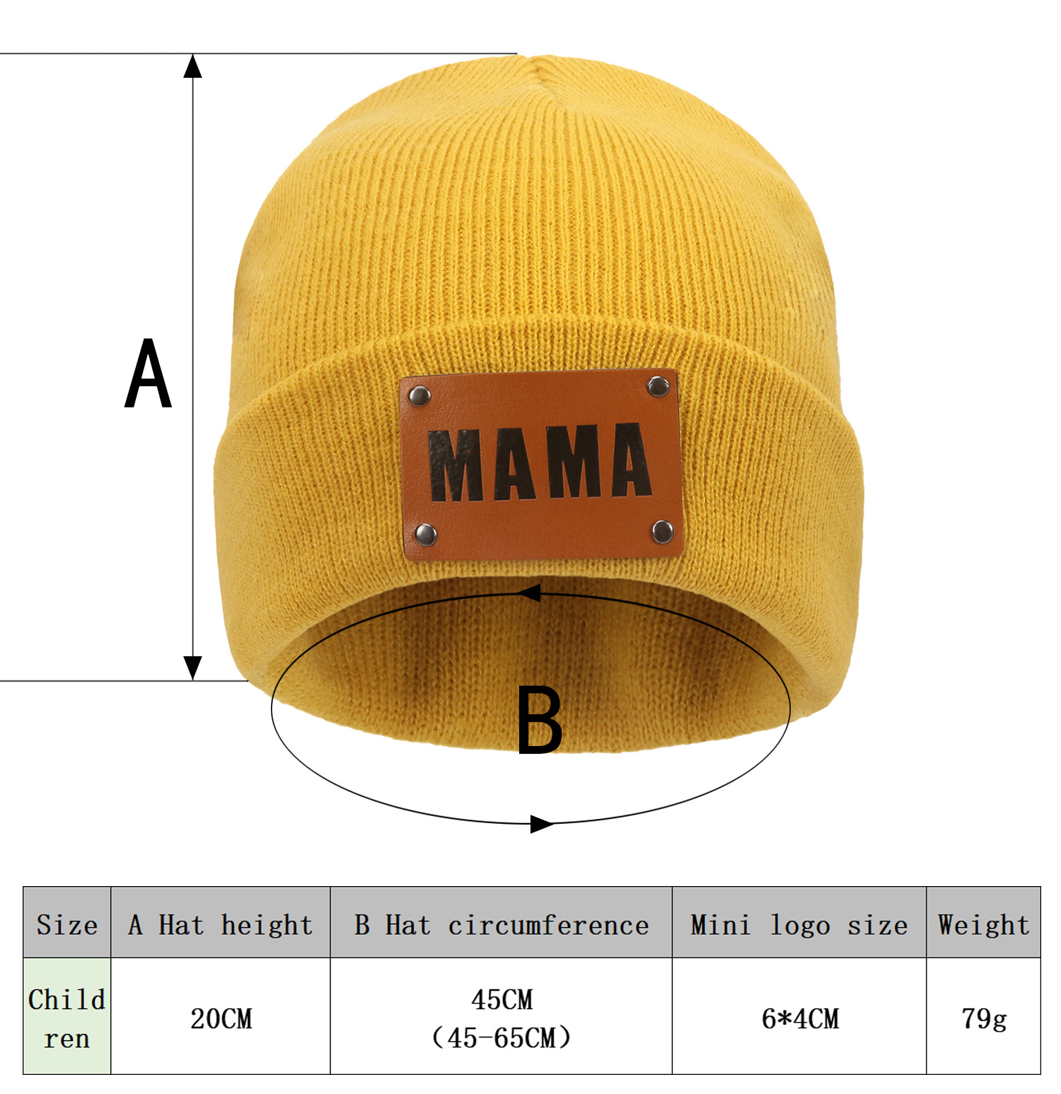 Title 1, Gorro de malha feminino com etiqueta de couro h...