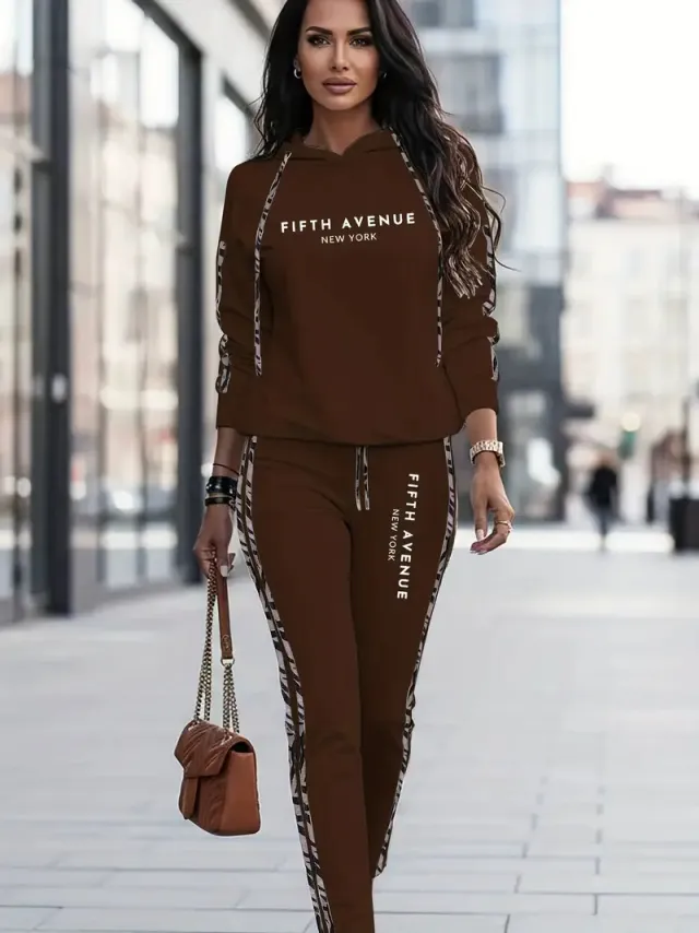 Women's Autumn And Winter Sweatsuit Casual Fashion Sporty Brown - Shop at LoveMi