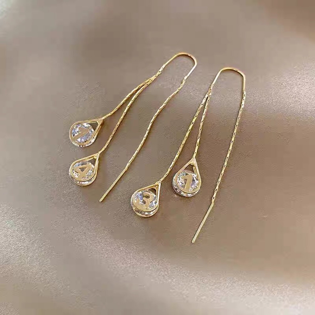 Zircon Water Drops Hanging Earrings 1