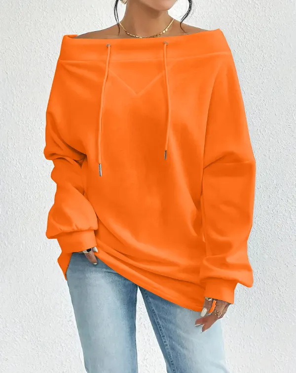 Women's Loose Casual Drawstring Off the shoulder Off shoulder Top Red - Shop at LoveMi
