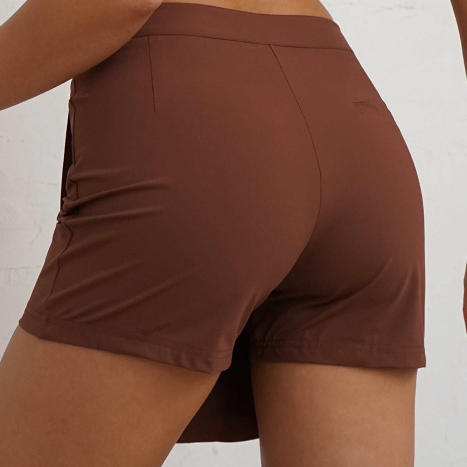 Slit Yoga Clothes Short Skirt Fitness Shockproof Sports Vest High Waist Trousers Cappuccino Short Skirt - Shop at LoveMi