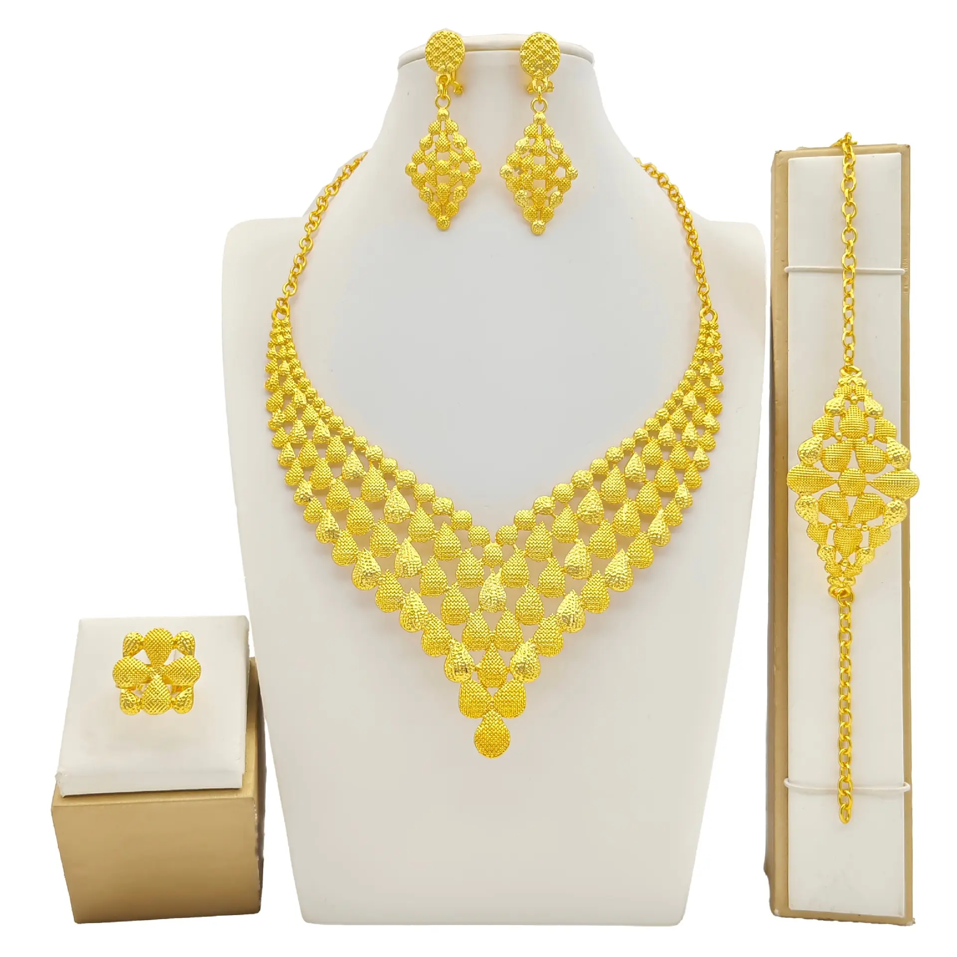 Women's Jewelry Suit Fashion Necklace Bracelet Ring
