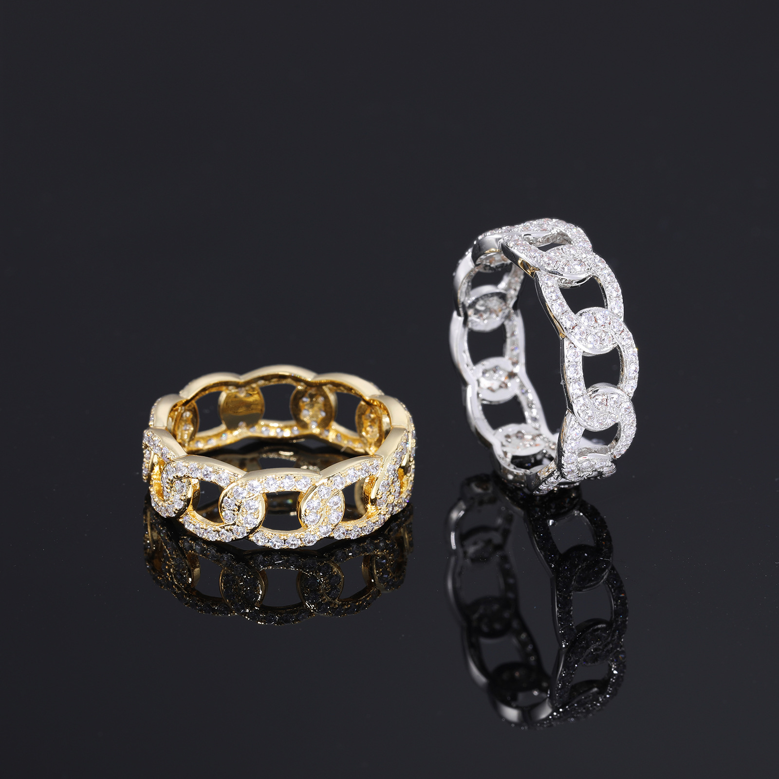 Jurchen Gold-plated Diamond-studded Chain Ring