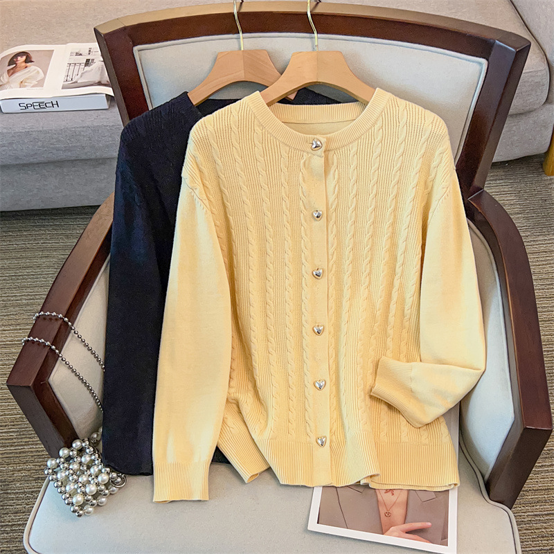 Plus-size Womens Loose-fitting Knit Cardigan