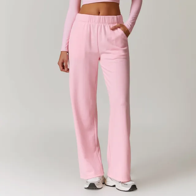 Outdoor Sports Straight High Waist Slimming Casual Pants Cherry Blossom Powder L - Shop at LoveMi