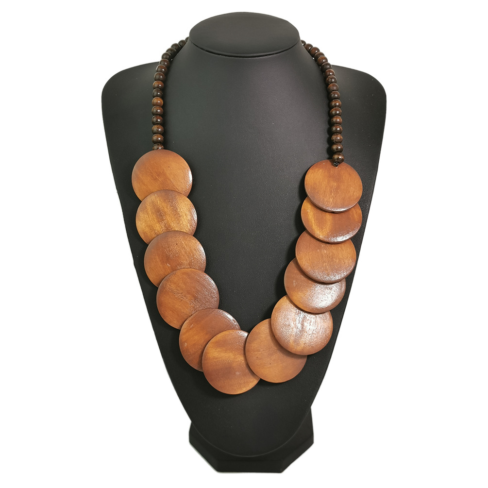 Bohemian Women's Brown Color Big Beaded Pendant Necklace