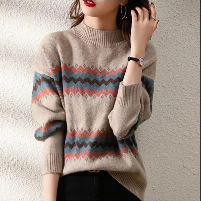 Women's Half Turtleneck Knitted Bottoming Shirt Khaki - Shop at LoveMi