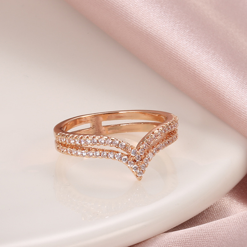Irregular Geometric Rose Gold Zircon Ring