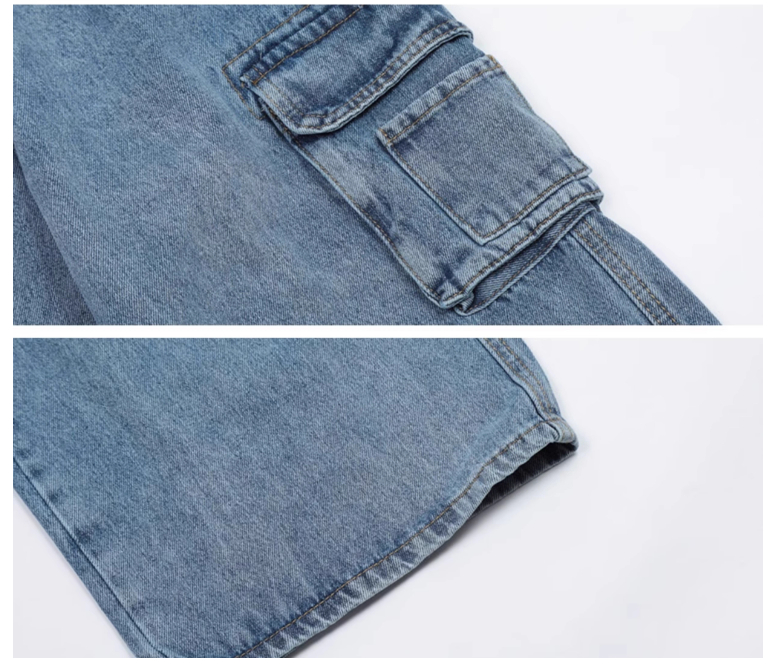 Retro Washed Multi-pocket Jeans Women's Overalls Straight Casual Pants - Image 8