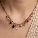 Mini Pearl Colorful Stone And Crystal Bead Necklace And Bracelet For Women view 1