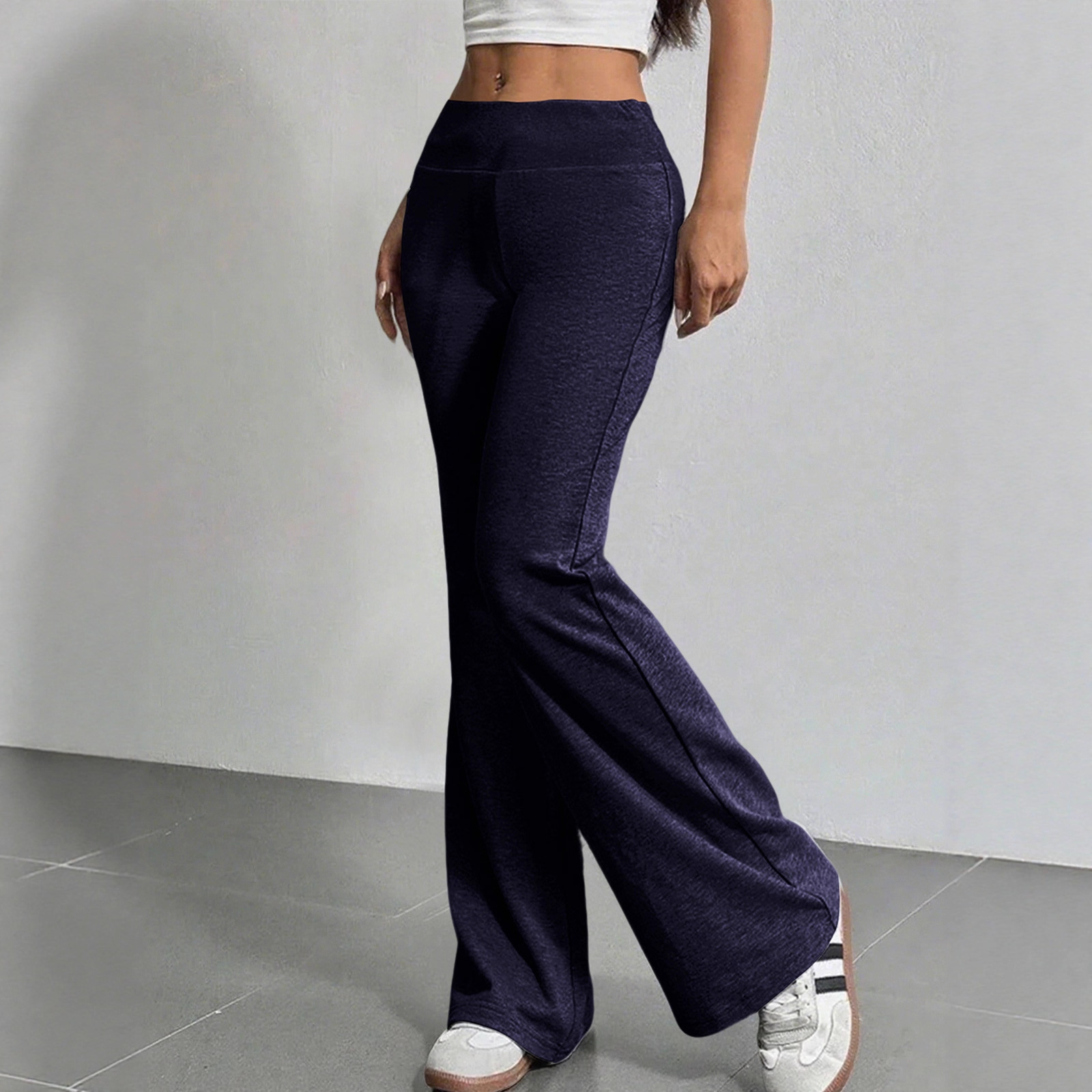 Fashionable Drawstring High-waist Casual Flared Trousers