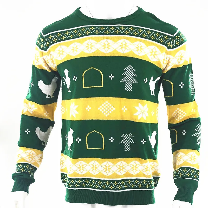 Men's Fashion Casual Long Sleeve Round Neck Christmas Sweater - Wheat